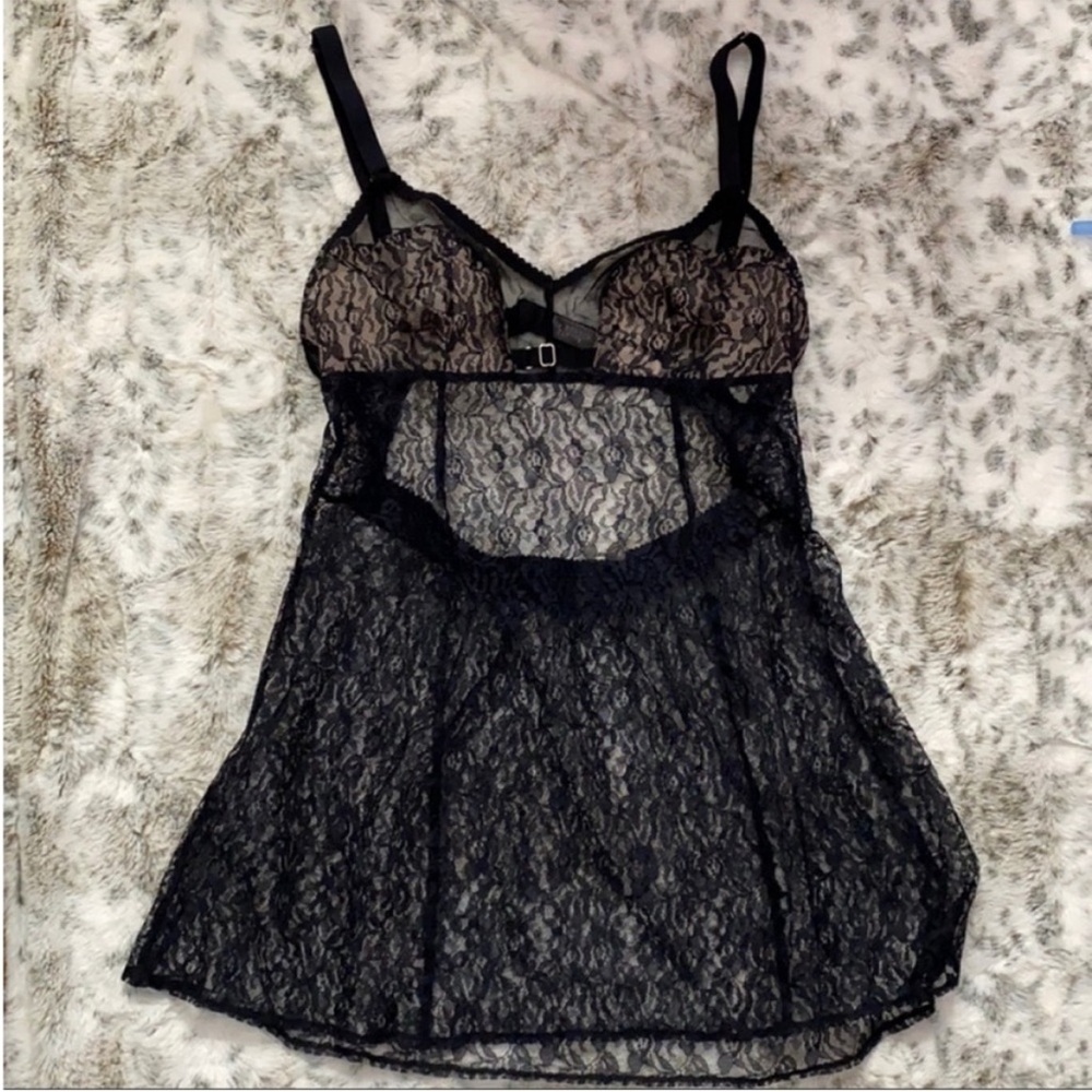 Victoria's secret lace navy blue/tan sexy lace lingerie large